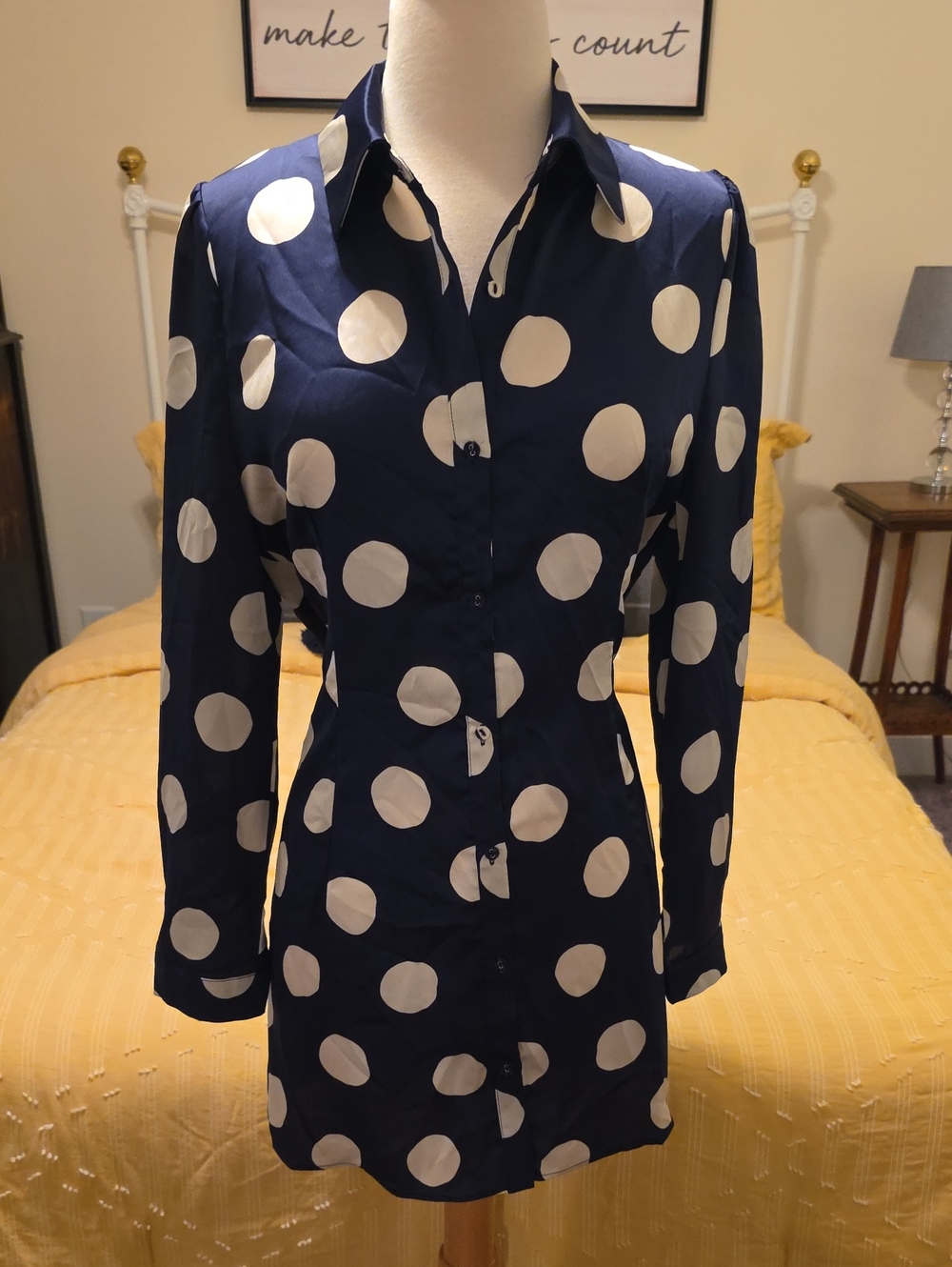 Sage Polka Dot Navy and White Dress